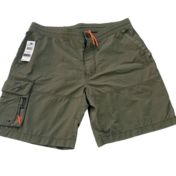NEW Ralph Lauren RLX Cargo Shorts Swim Trunks! L (34) Green Big RLX Drawstring - Picture 1 of 2